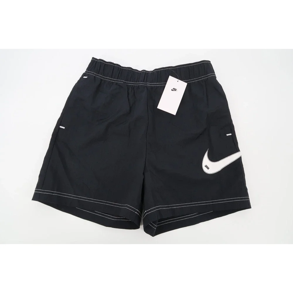 Nike Women's Swoosh‎ Woven Easy Shorts High Rise Black Size Small DM6752-010 New